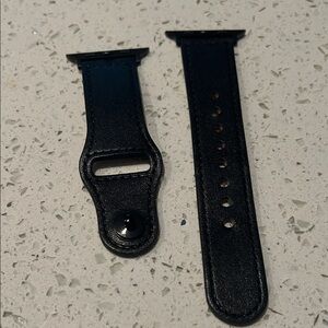 Black Leather Watch Band Adapter for Apple Watch